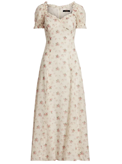 Polo Ralph Lauren Ivory Floral Print Dress UK 10