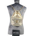 SAINT LAURENT Metallic Gold Matelasse Lambskin Monogram Joe Backpack