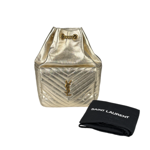 SAINT LAURENT Metallic Gold Matelasse Lambskin Monogram Joe Backpack