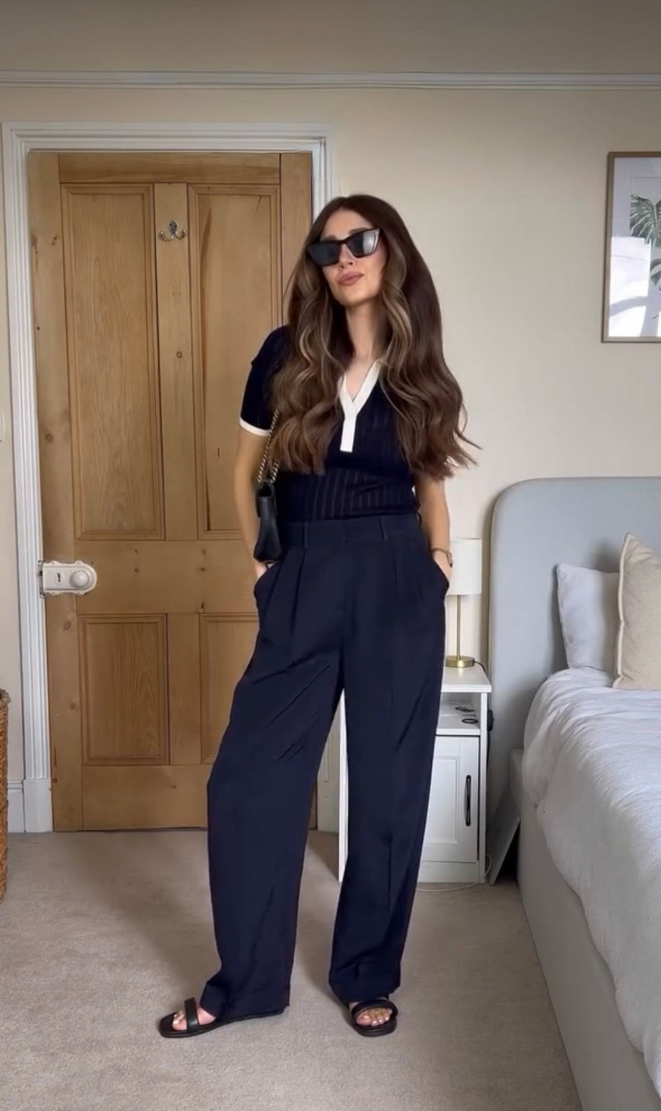 LilySilk Blue V Neck Ribbed Silk Knit Top UK S