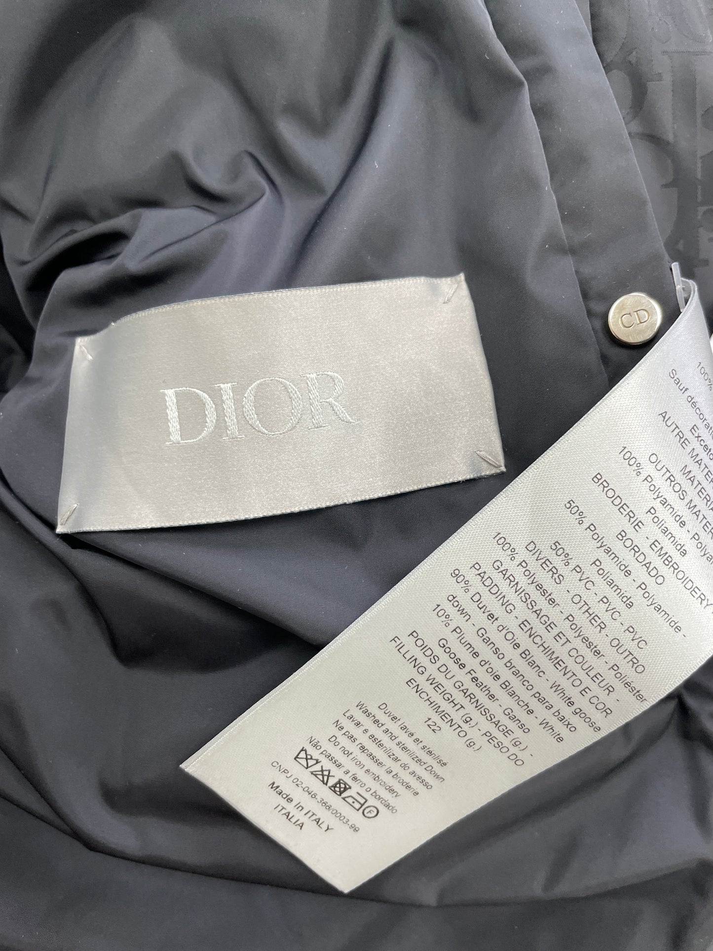 Dior Midnight blue Oblique Logo print Down Jacket UK M