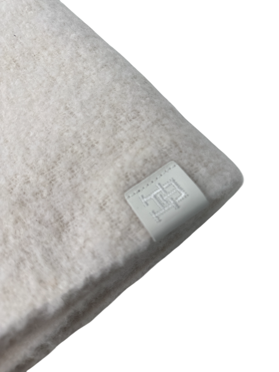 Tommy Hilfiger Cream Fluffy Wool Blend Logo  Scarf One Size