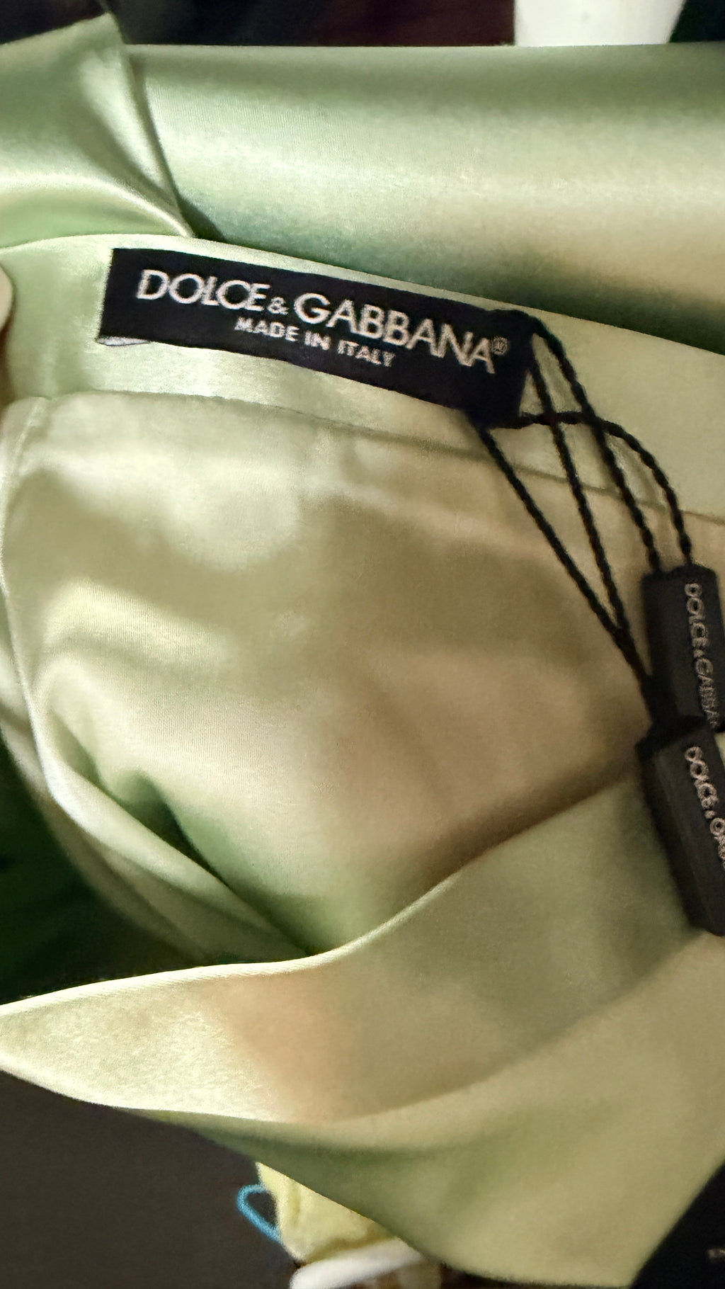 DOLCE GABBANA Sage Green Satin Midi Skirt Eu 46 UK 14