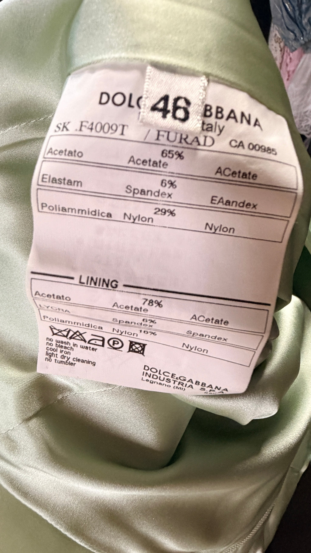 DOLCE GABBANA Sage Green Satin Midi Skirt Eu 46 UK 14
