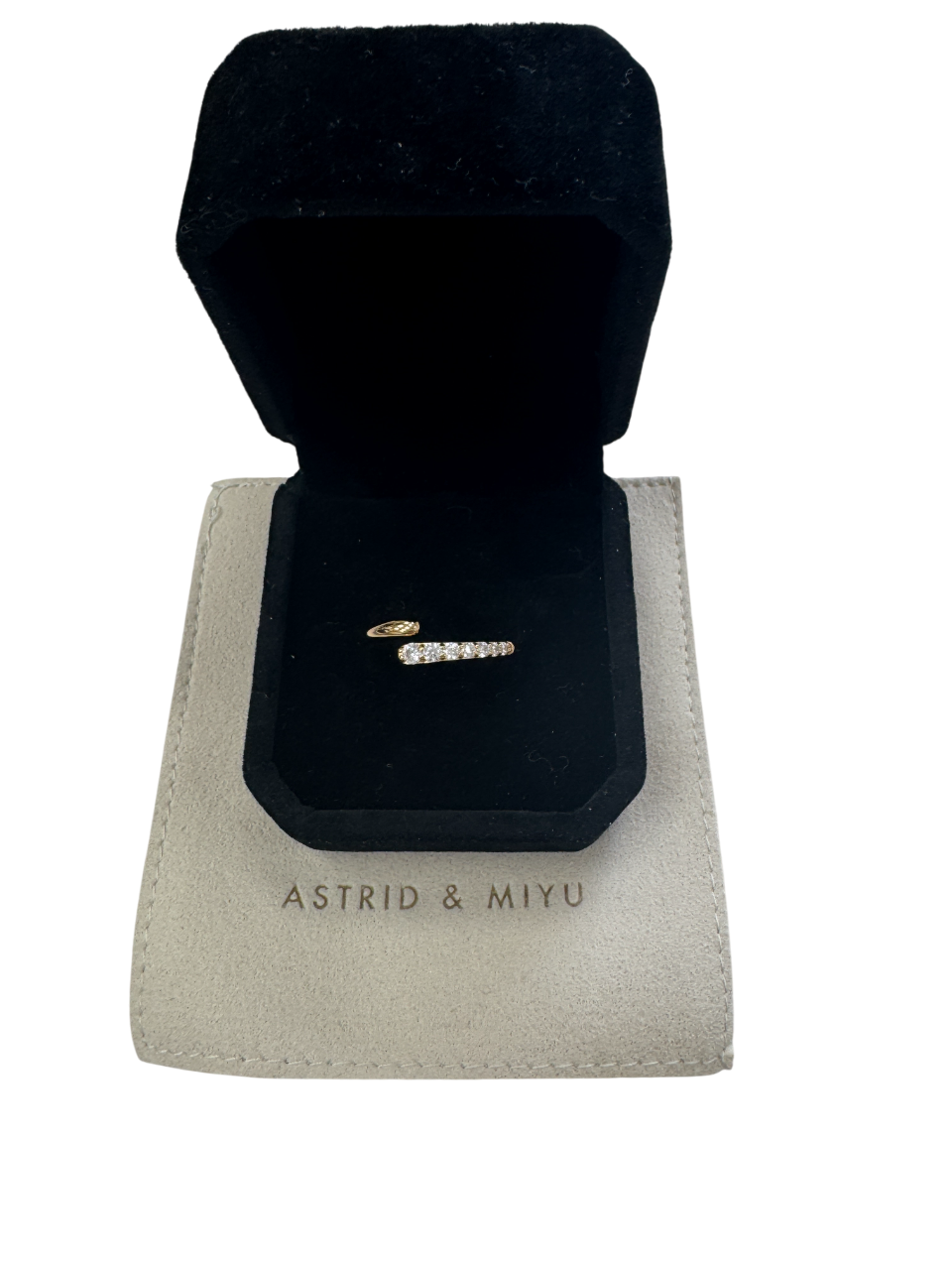 Astrid & Miyu Yellow 18k Gold Plated Silver Crystal Pave Ring Sz O