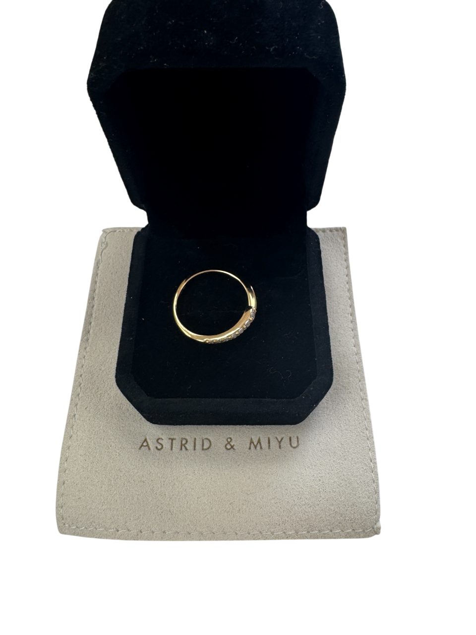 Astrid & Miyu Yellow 18k Gold Plated Silver Crystal Pave Ring Sz O