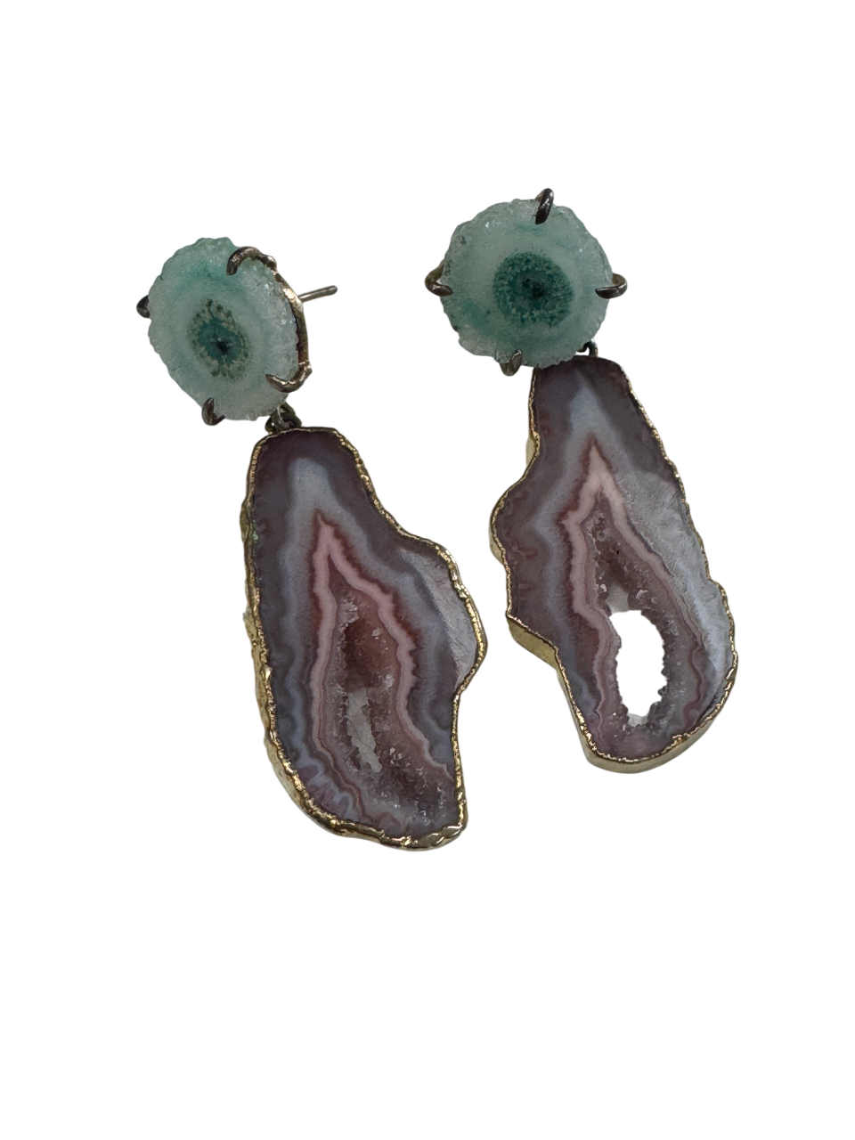 YAA YAA LONDON Multicoloured Agate Statement Earrings