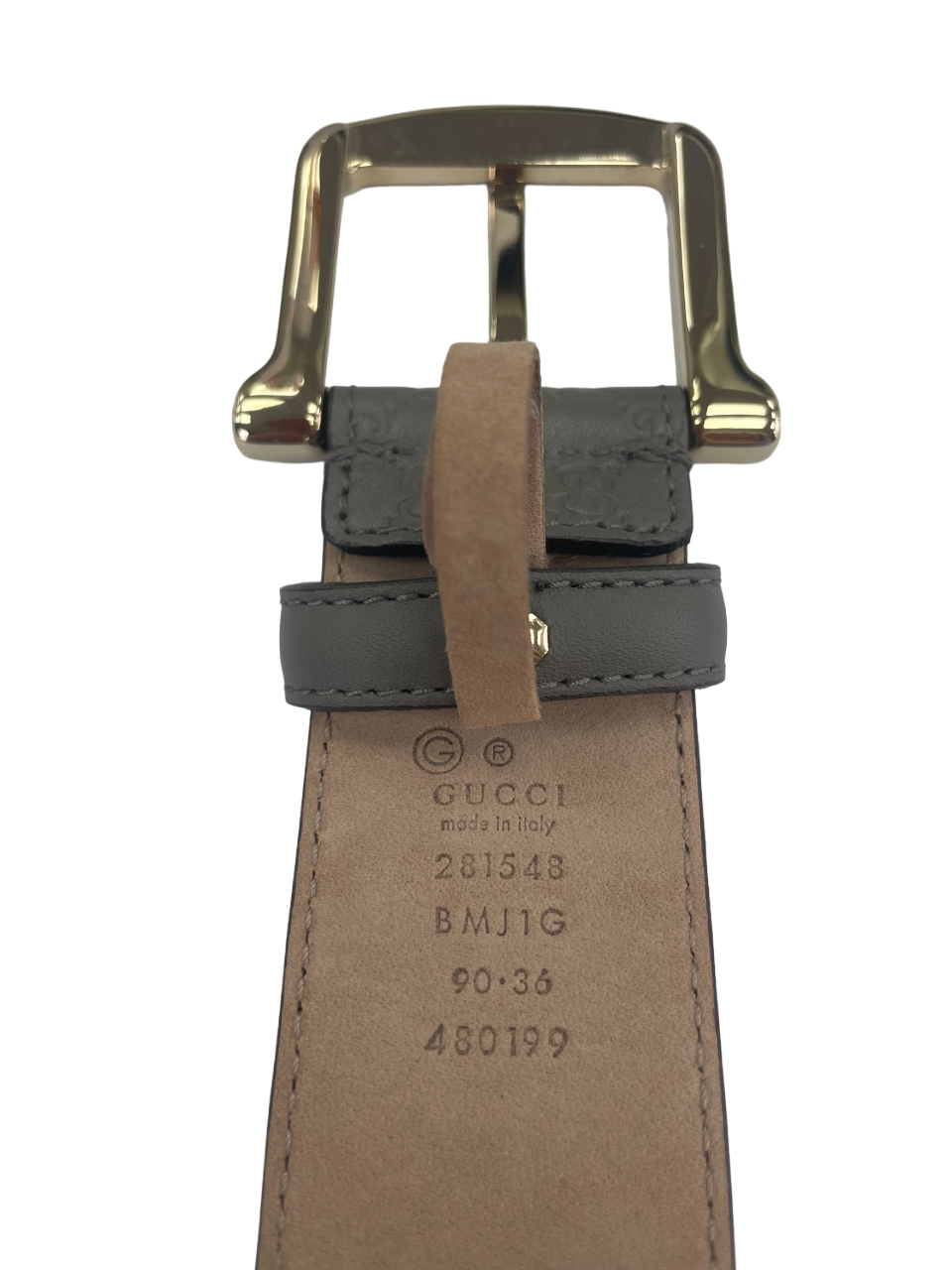 Gucci Beige Microguccissima Belt Greige / Gold Gg Logo Leather 90cm