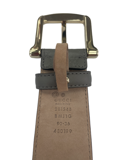 Gucci Beige Microguccissima Belt Greige / Gold Gg Logo Leather 90cm