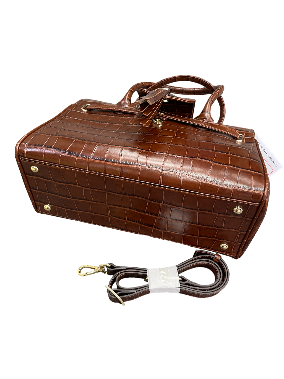 Fairfax & Favor Brown Croc Embossed Large Leather Windsor Bag