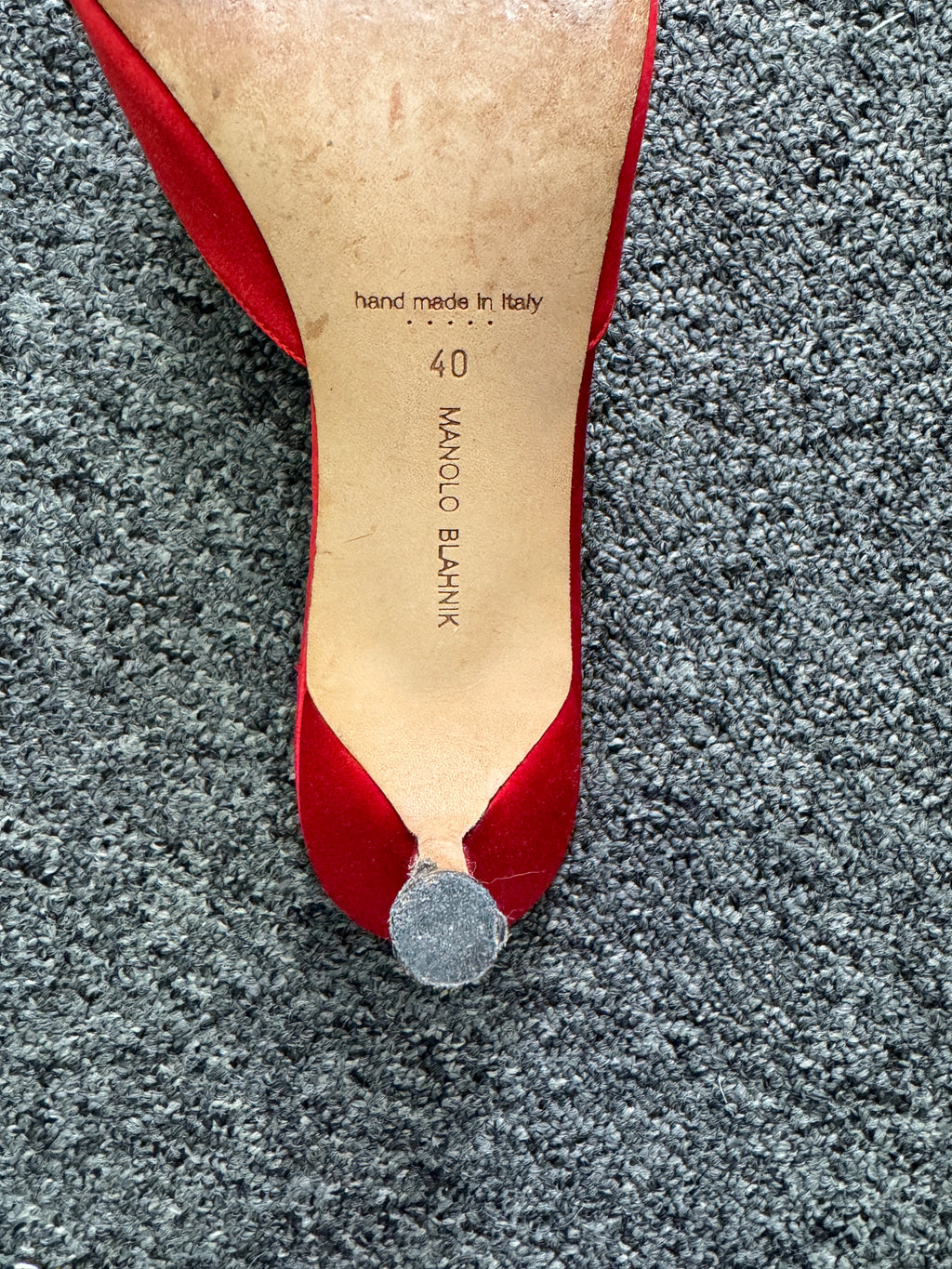 Manolo Blahnik Red Satin Jewel Buckle Hangisi Mules 70mm UK 7 EU 40 👠