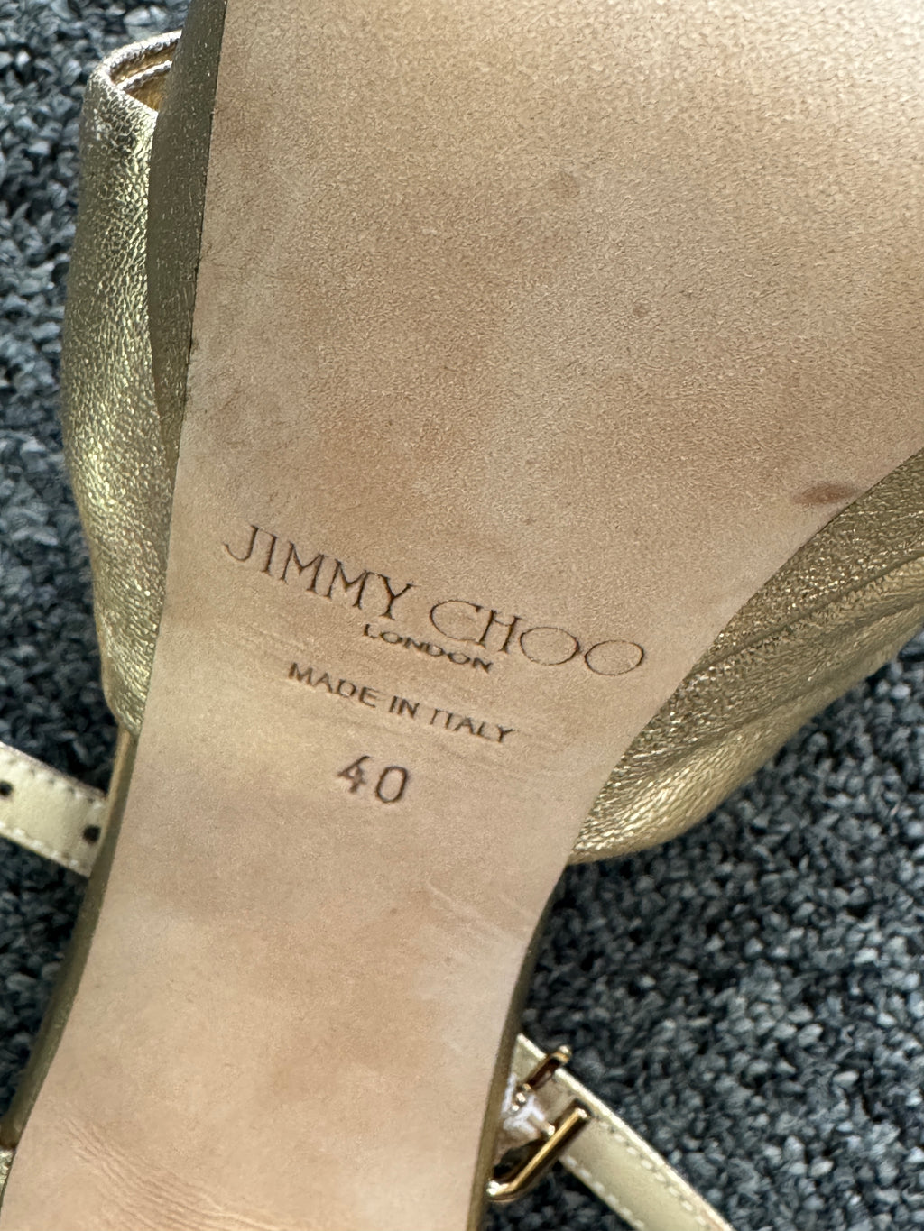 JIMMY CHOO Heloise 120 Gold Metallic Nappa Leather Platform Sandals UK 7 EU 40 👠