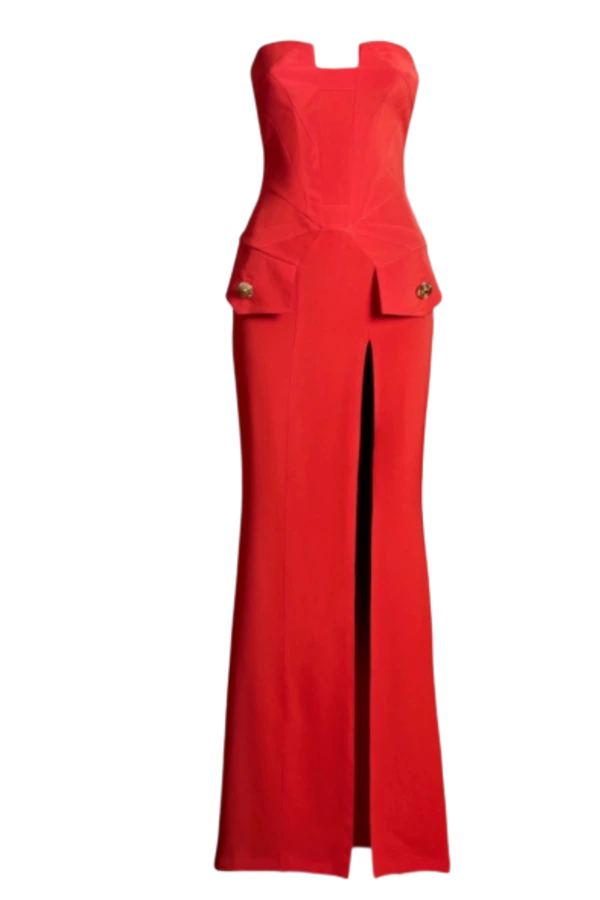 Versace x H&M Red Strapless Gown UK 12