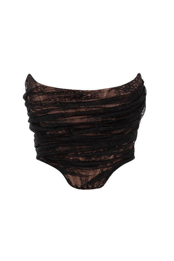House of CB ABRIANA BLACK LACE BONED CORSET UK  XS
