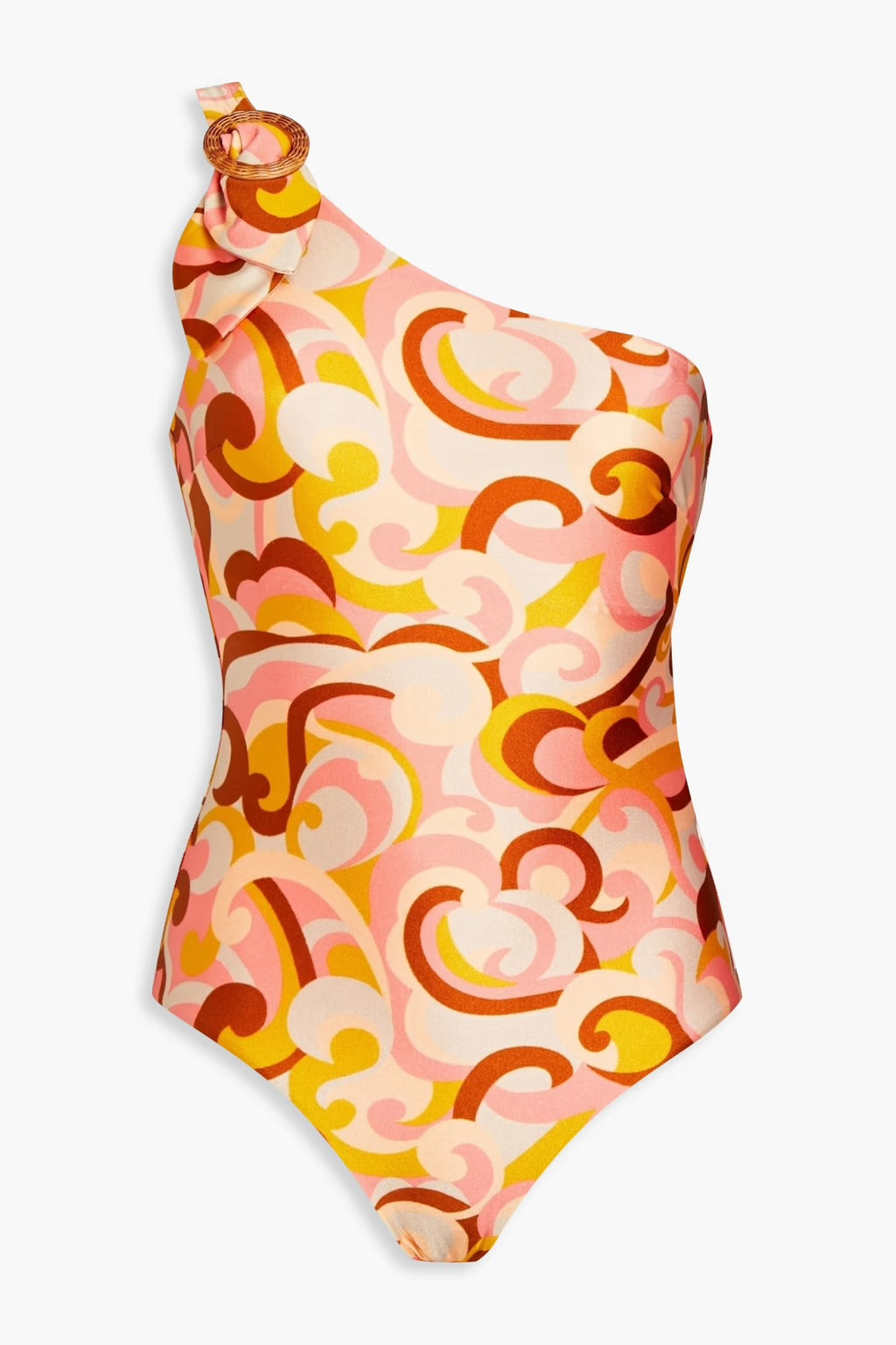 Zimmermann Swirl Mae Buckle Shoulder One-Piece Swimsuit UK 10
