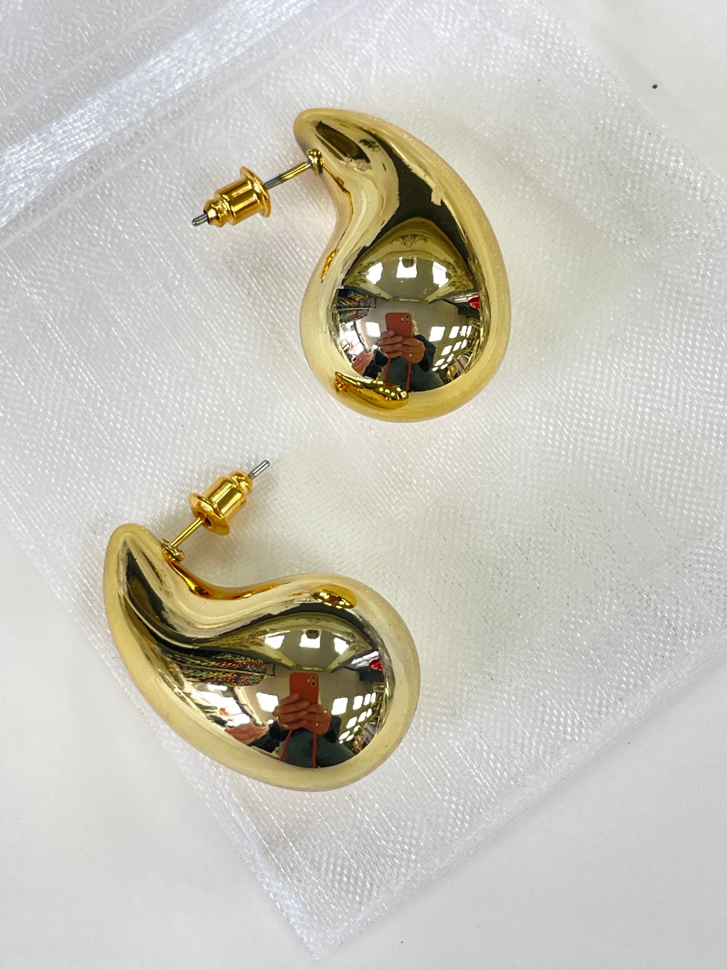 Gold Large Tear Drop Earrings