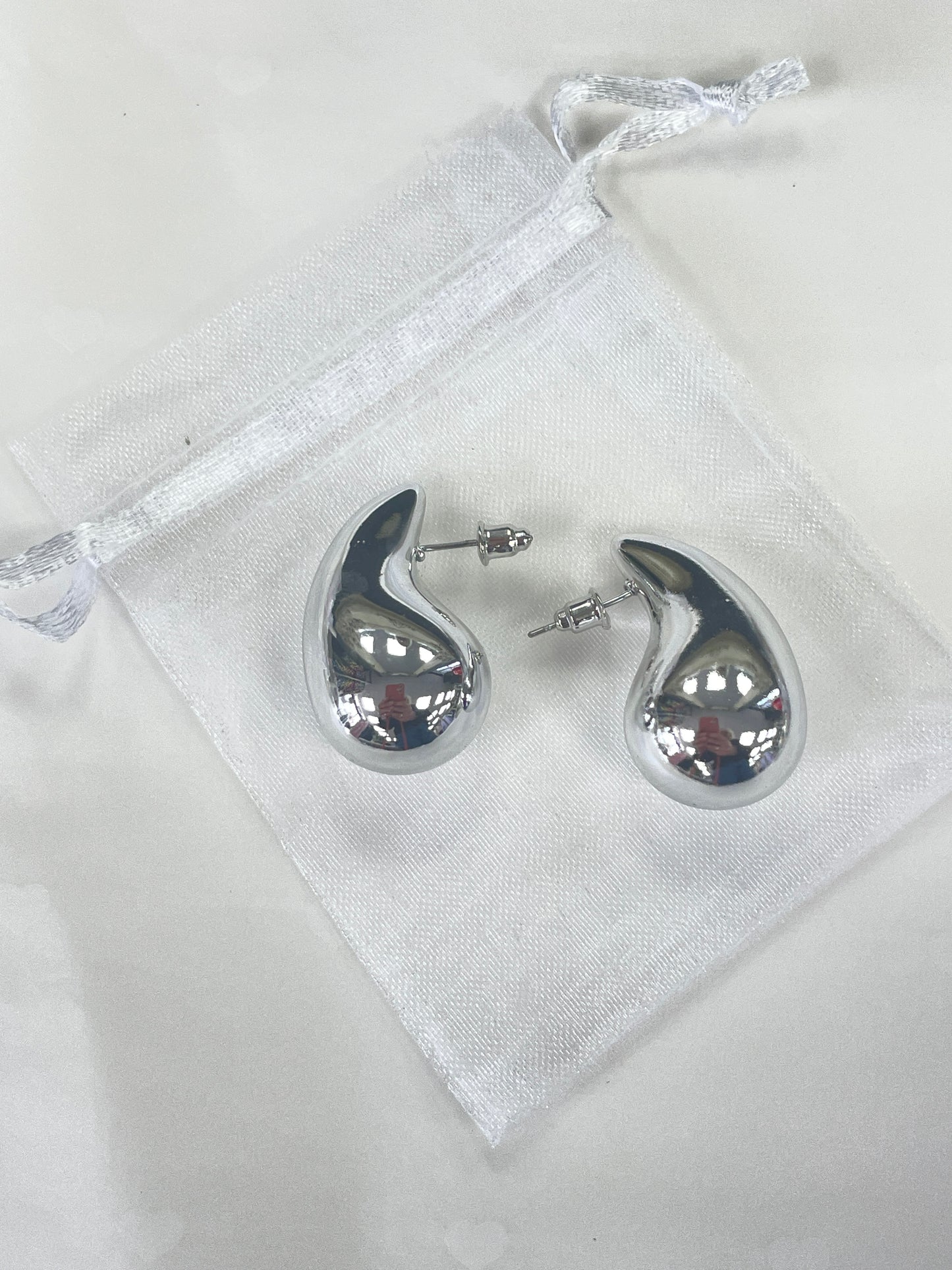 Silver Large Tear Drop Earrings