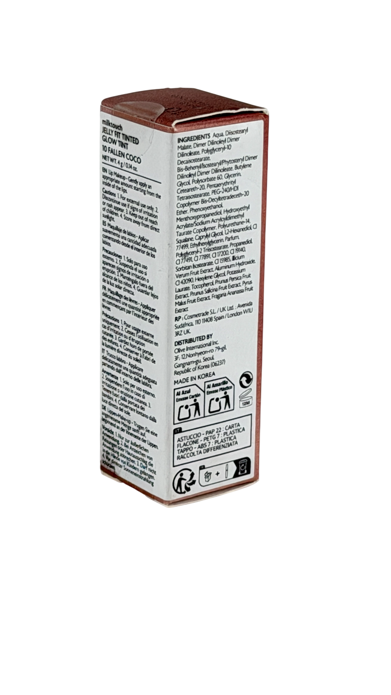 milk touch Jelly Fit Tinted Glow Lip Tint In 10 Fallen Coco 4g