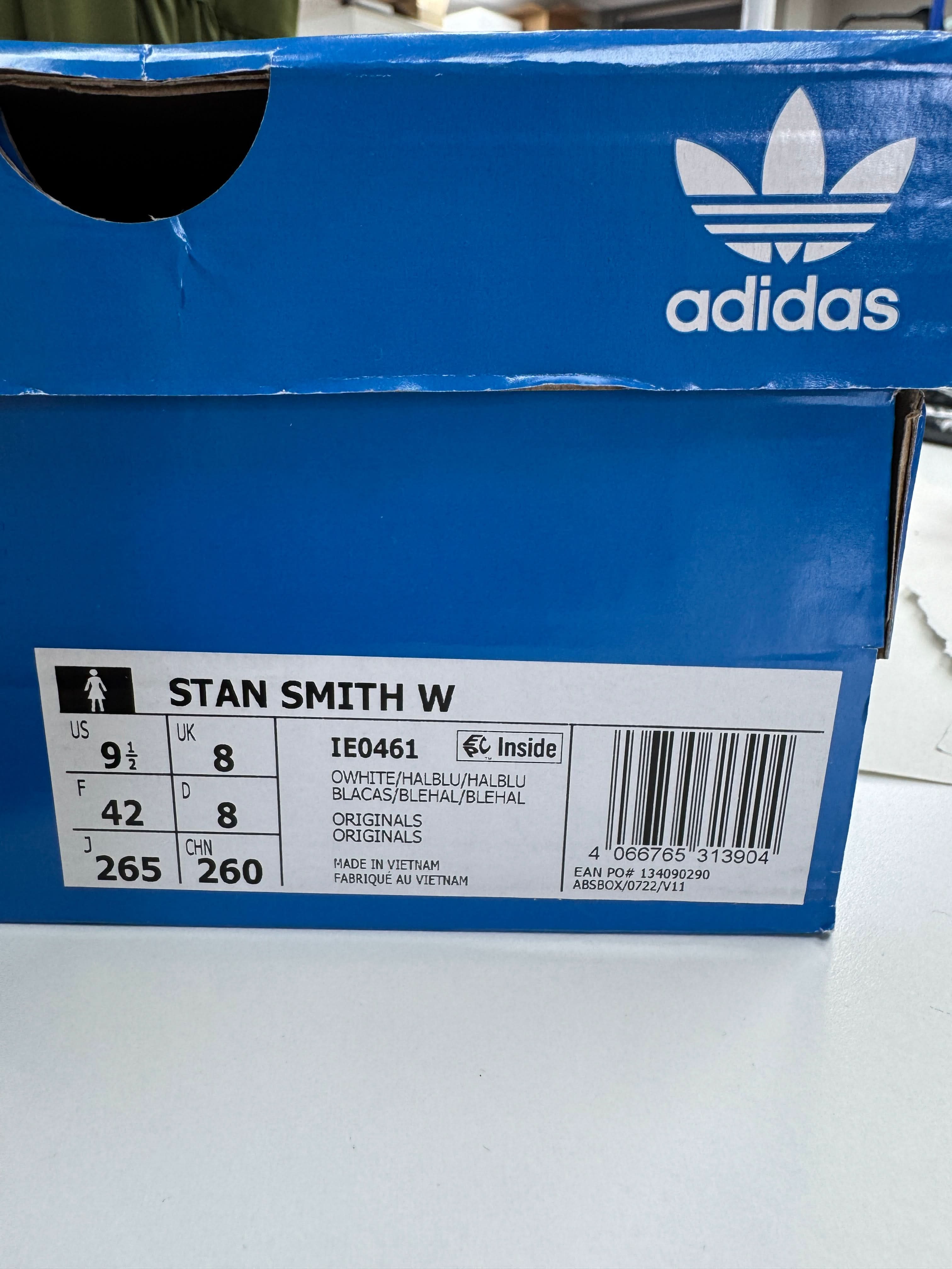 adidas Originals Stan Smith Women's Sneaker Off White Halo Blue UK 8 E👠