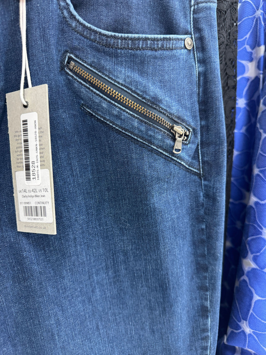 Mint Velvet Blue Darby Biker Skinny Jeans - Long Length UK 14