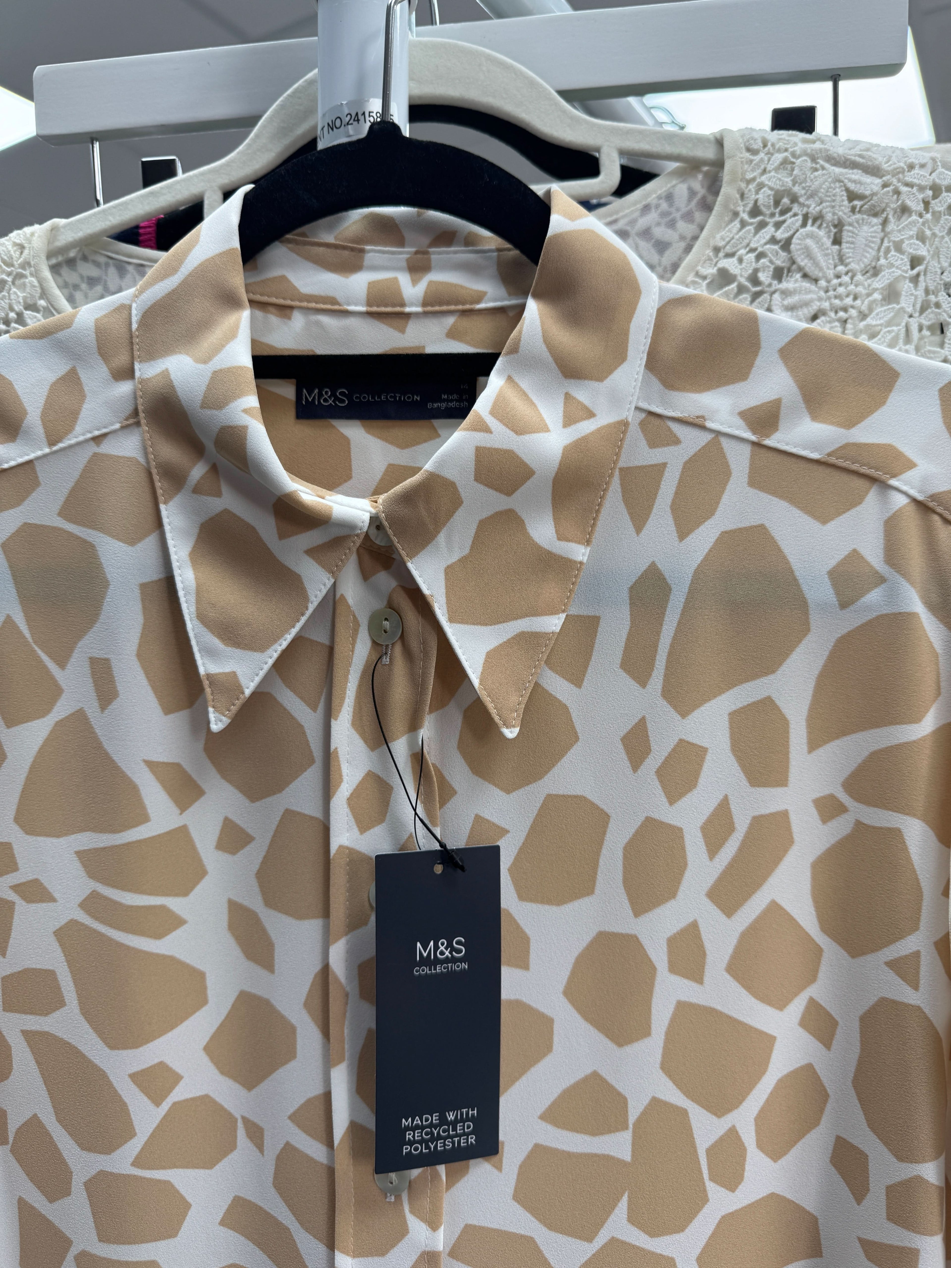 M&S Cream / Nude Print Shirt UK 14