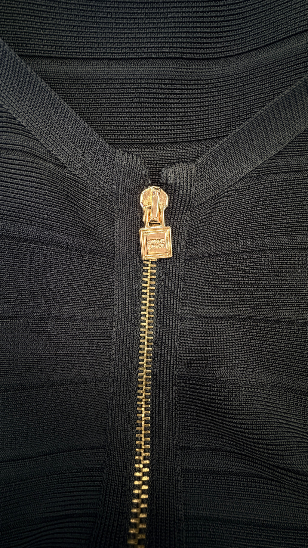 Herve Leger Black Zip Front Bandage Mini Dress  Uk 12-14 UK L