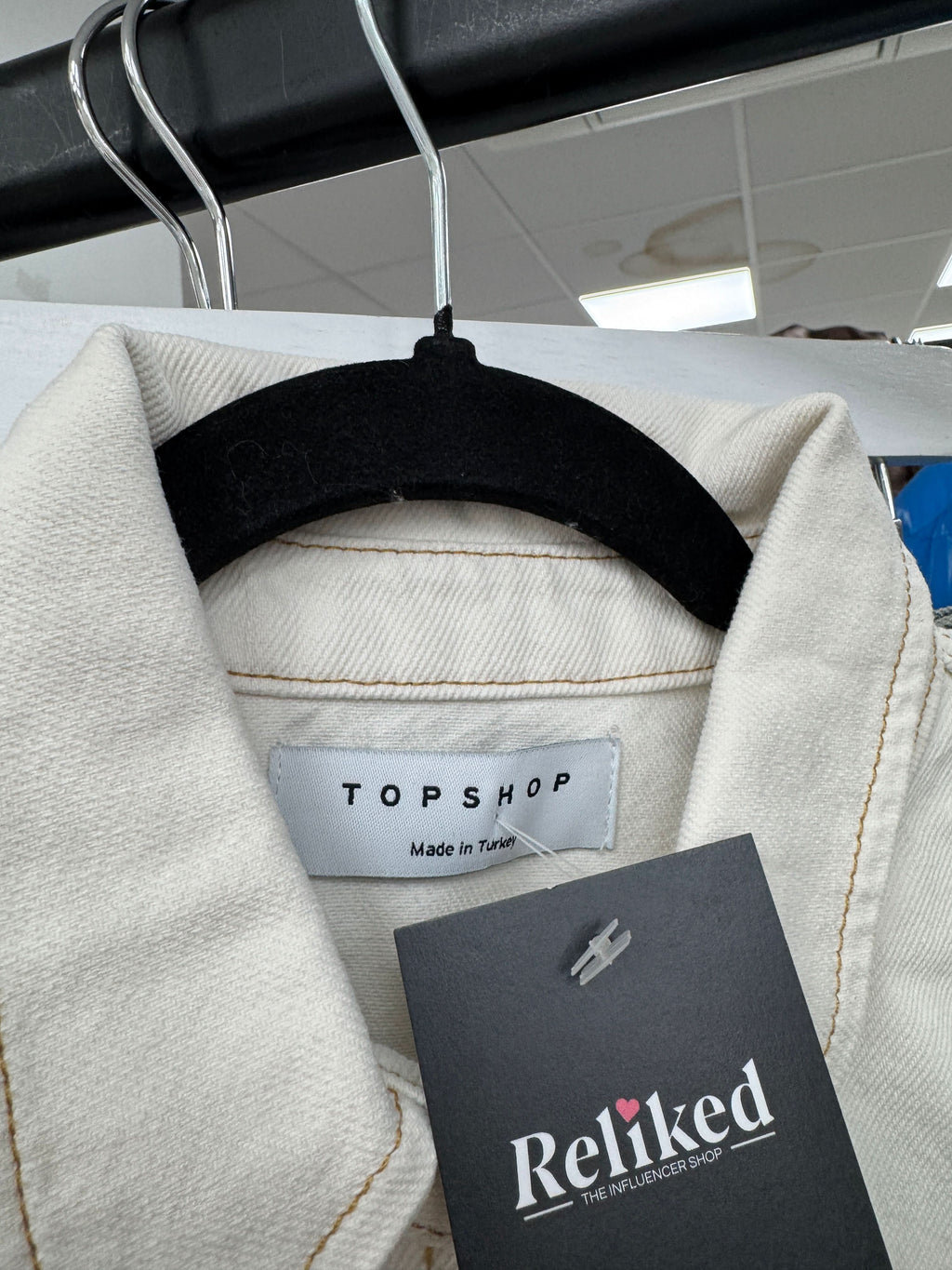 Topshop Cream Denim Cinch Shirt In Ecru UK 10