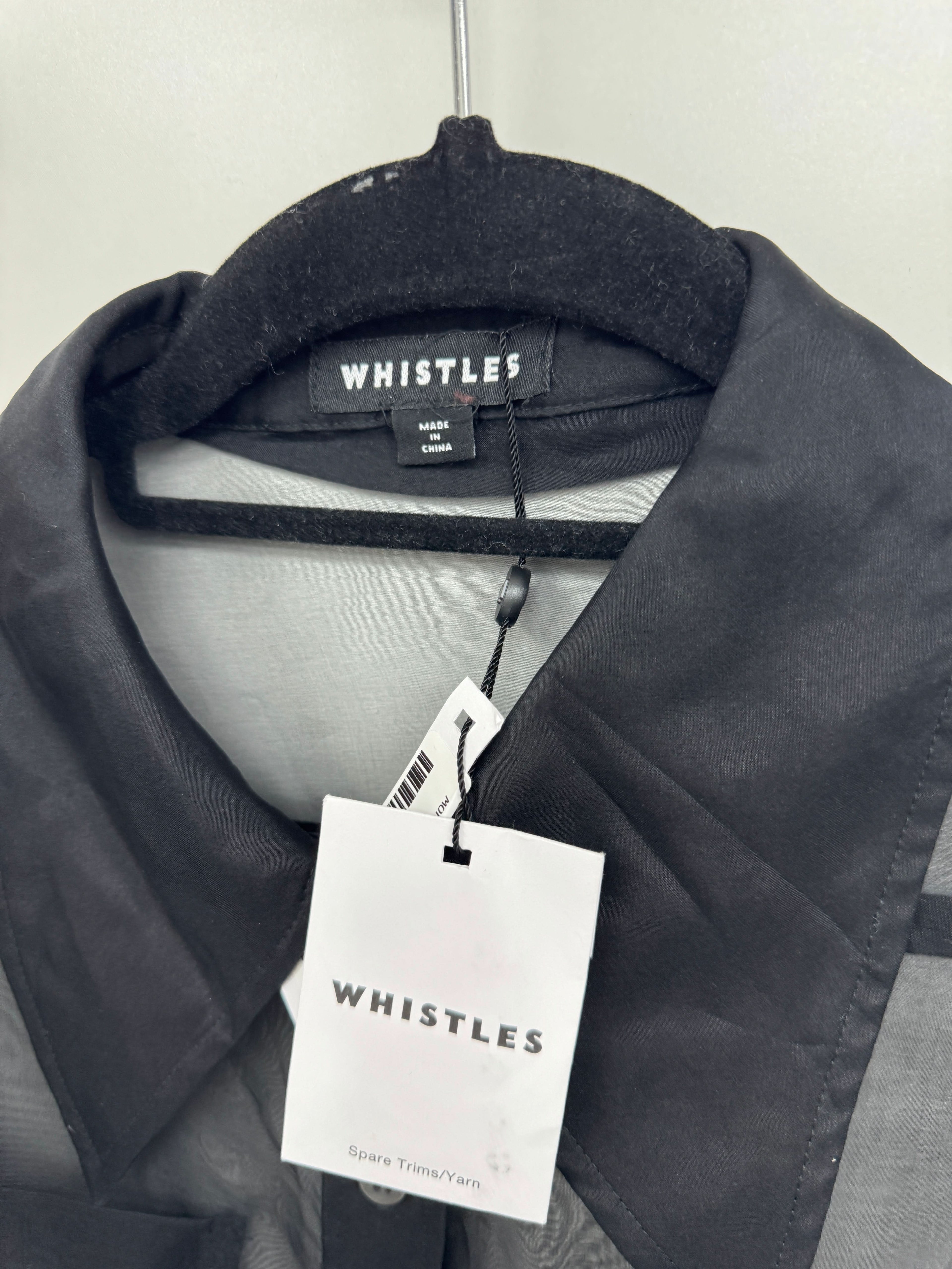 Whistles Black Penelope Silk Organza Shirt UK 8