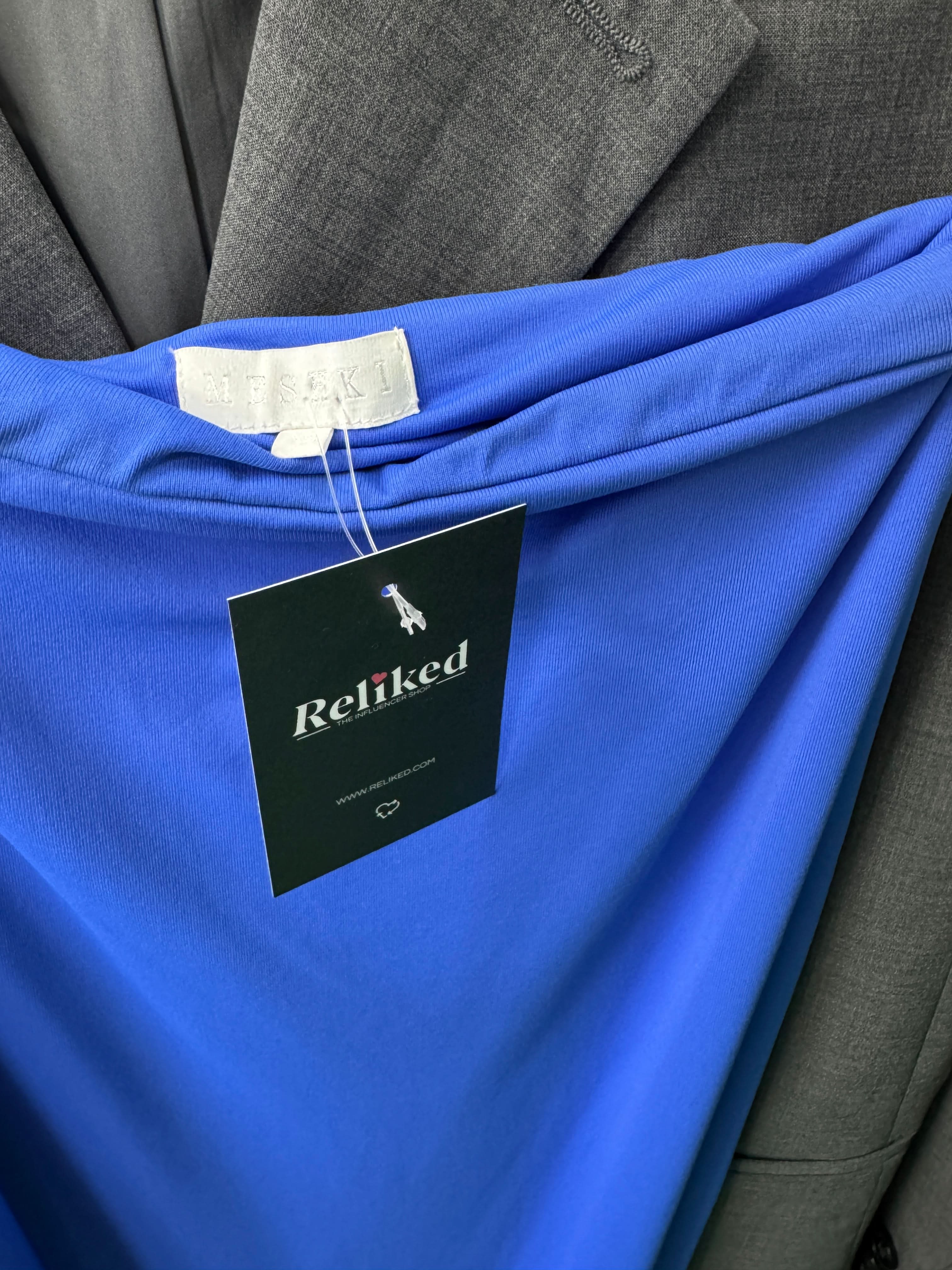 Meshki Blue Stretch Jersey Midi Skirt UK XS