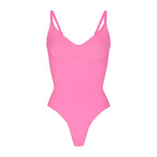 SKIMS Sugar Pink Seamless Sculpt Thong Bodysuit UK XS