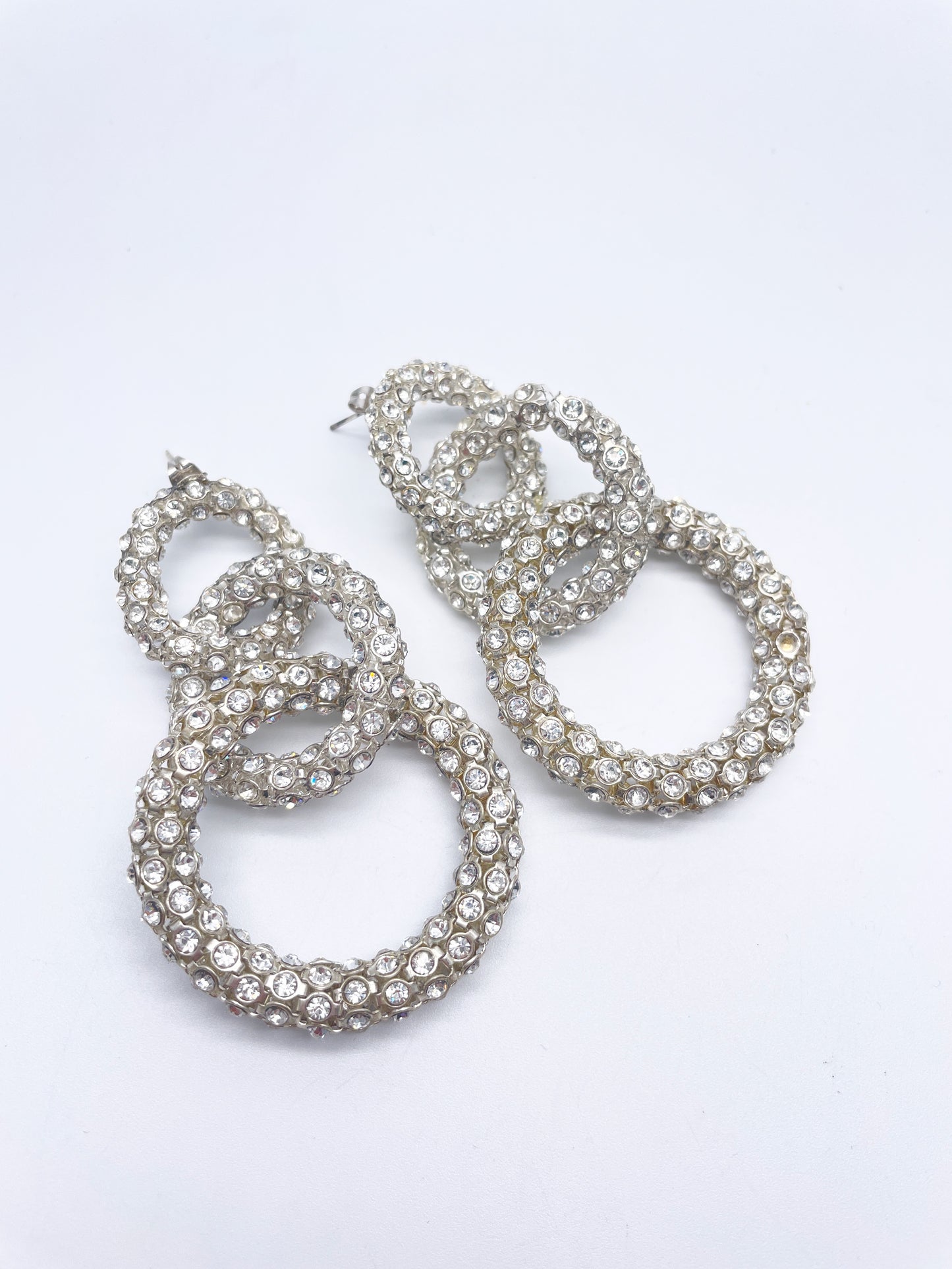 Jennifer Behr Silver Oversize Crystal Studded Earrings