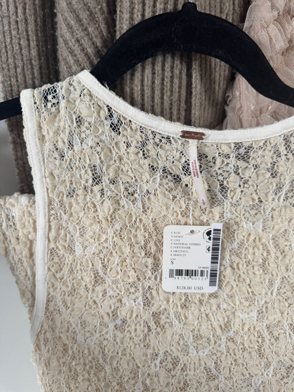 Free People Cream 2-piece Crinkle Lace Skirt And Top Set UK S