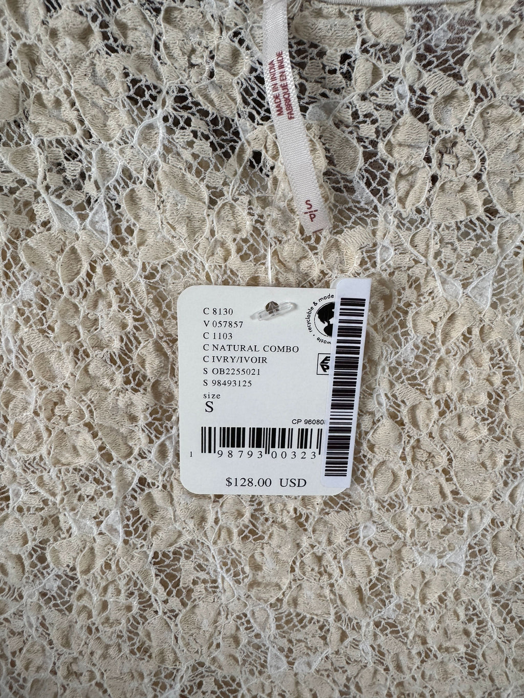 Free People Cream 2-piece Crinkle Lace Skirt And Top Set UK S