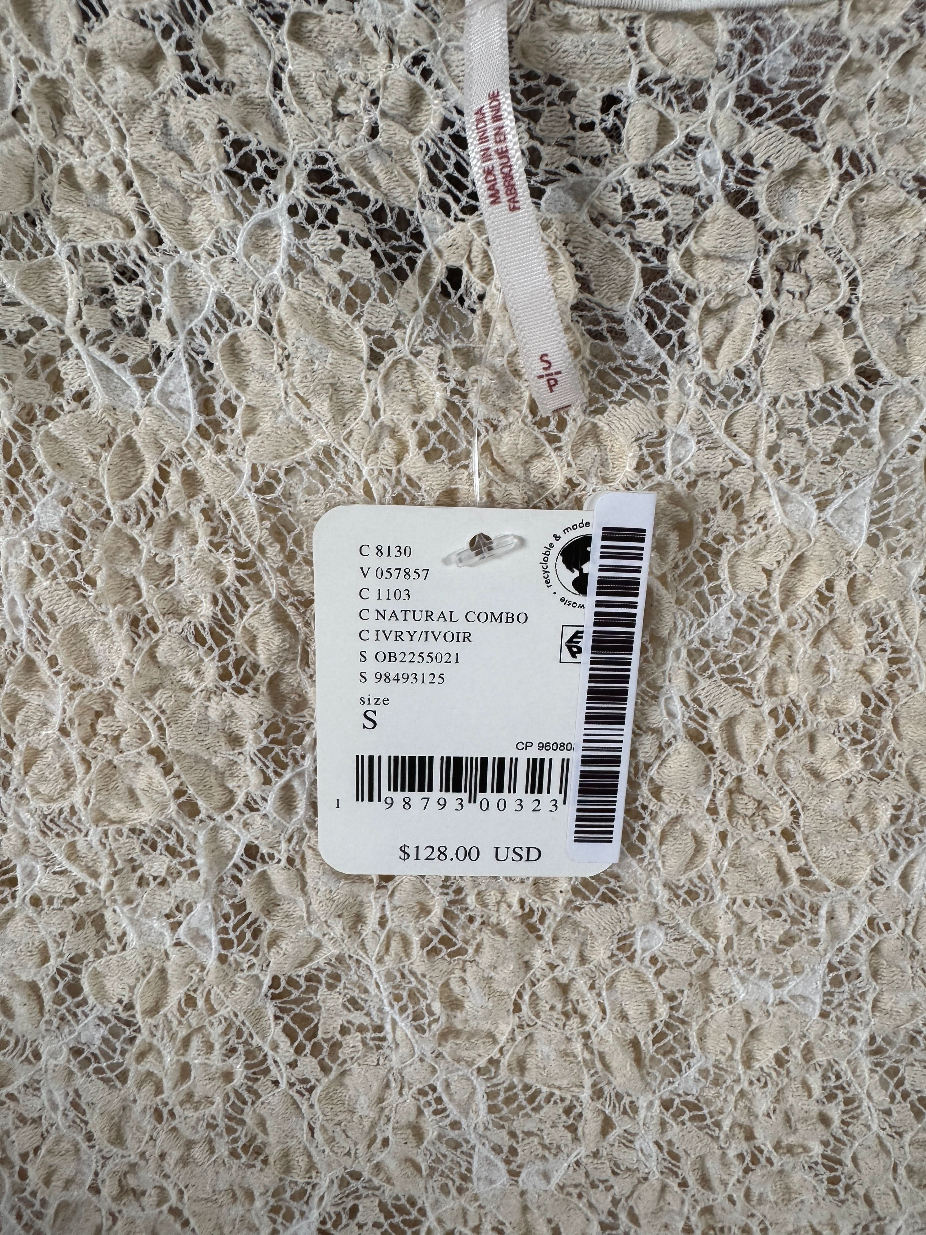 Free People Cream 2-piece Crinkle Lace Skirt And Top Set UK S