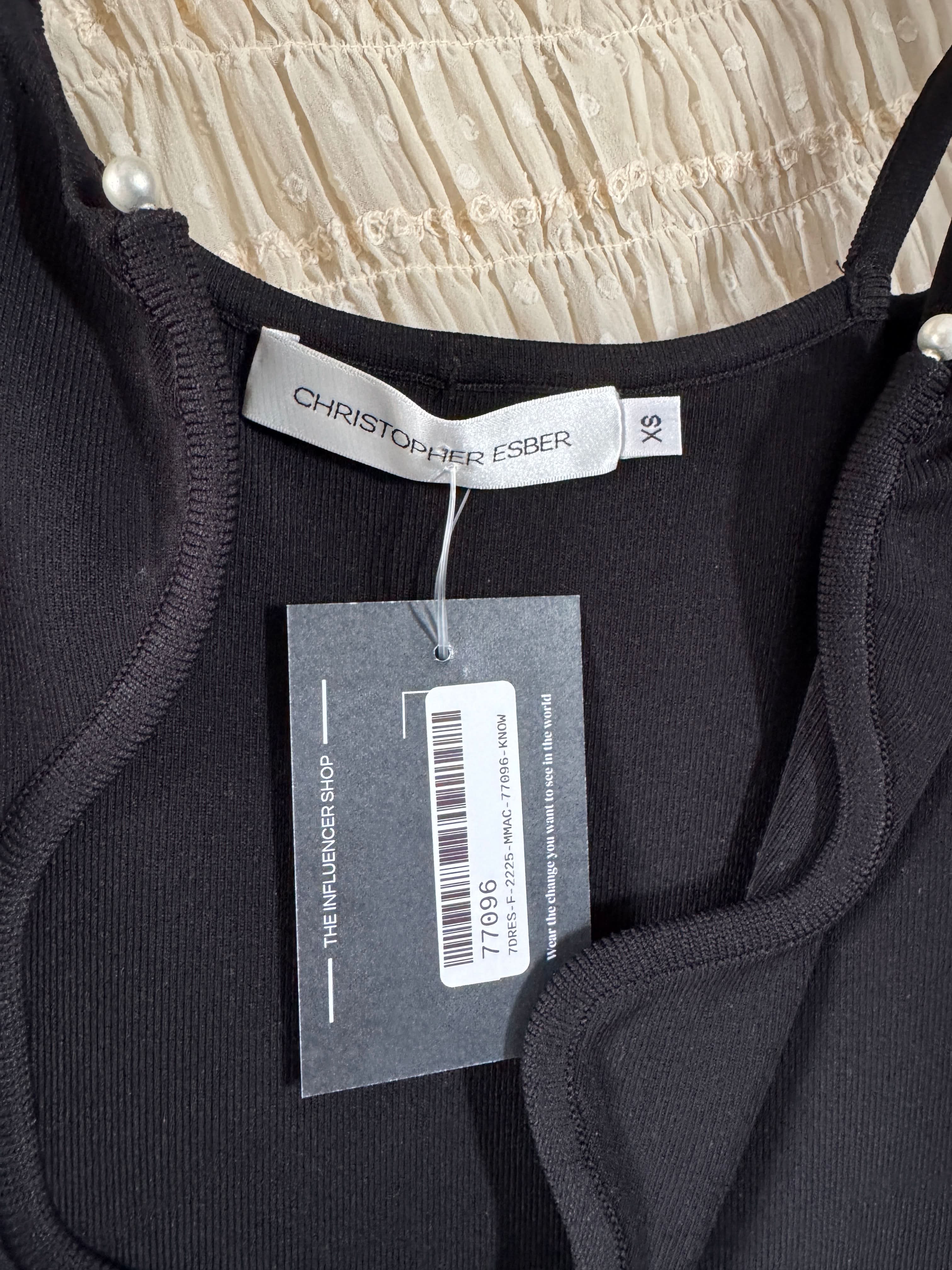 Christopher Esber Black Salacia Plunge Maxi Dress With Pearl Details UK XS