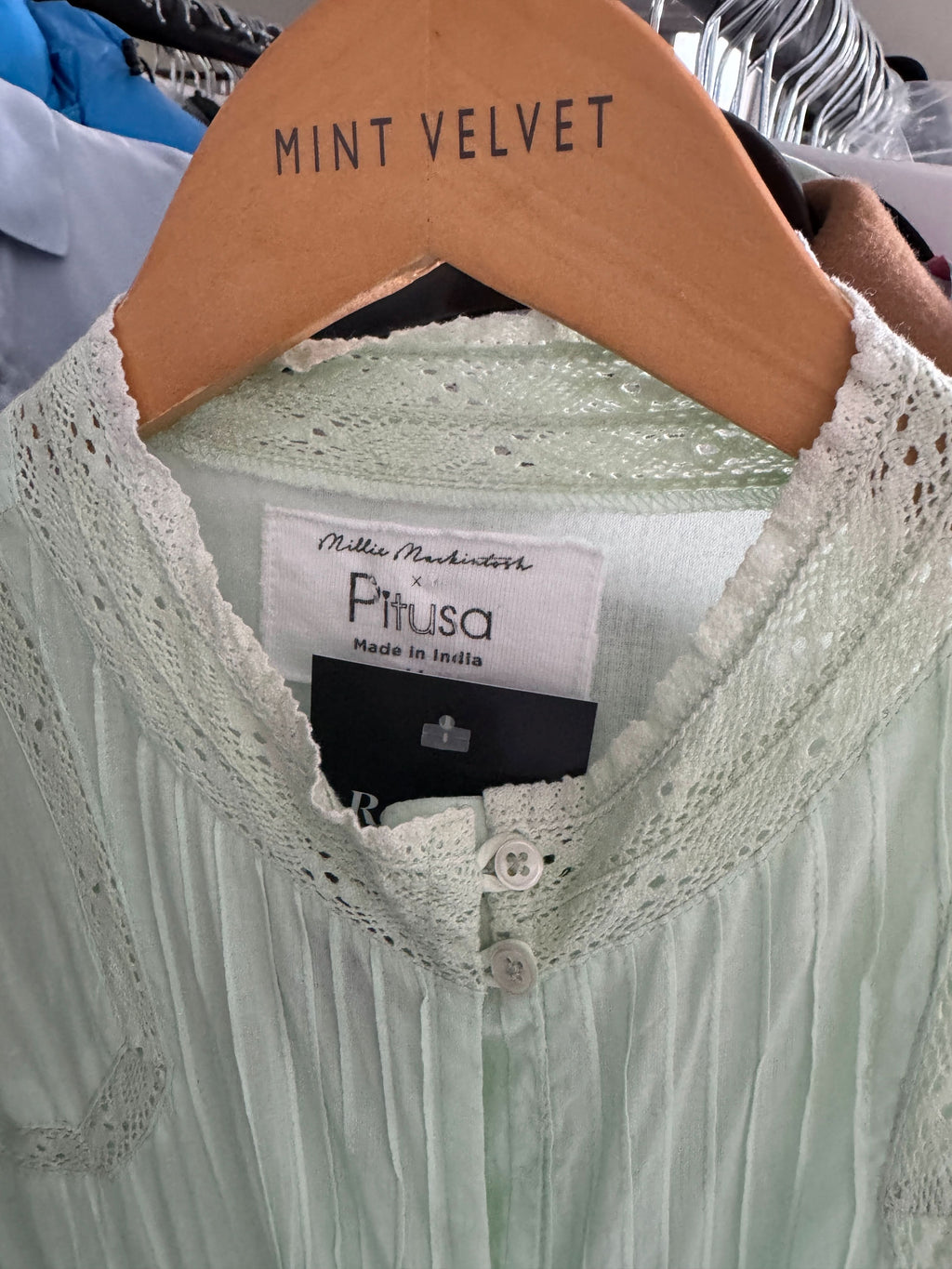 Pitusa Mint Green Cotton Lace Inset Maxi Dress UK XS/S