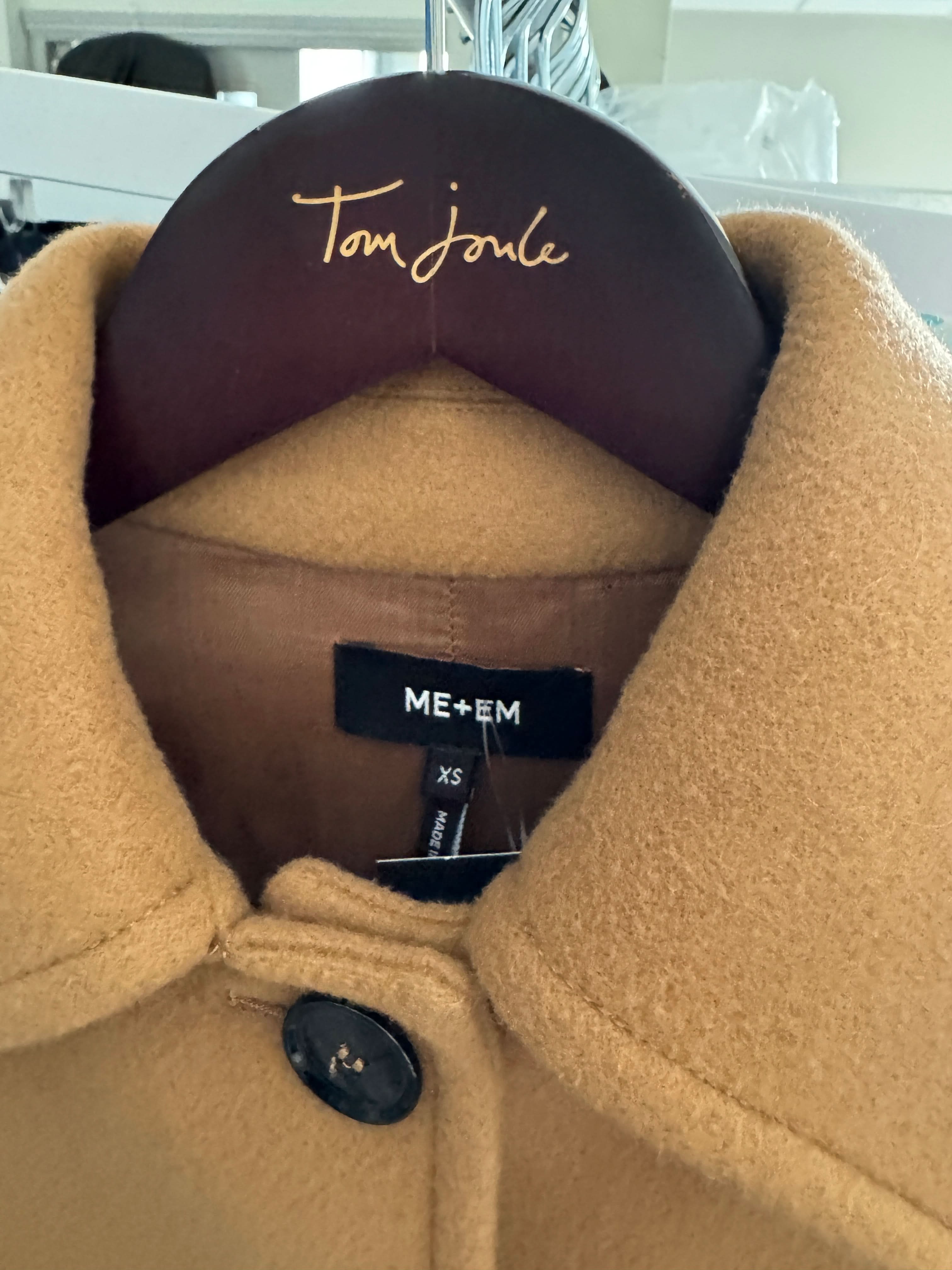 ME+EM Beige Camel Wool-blend Engineered Seam Cape Coat UK XS