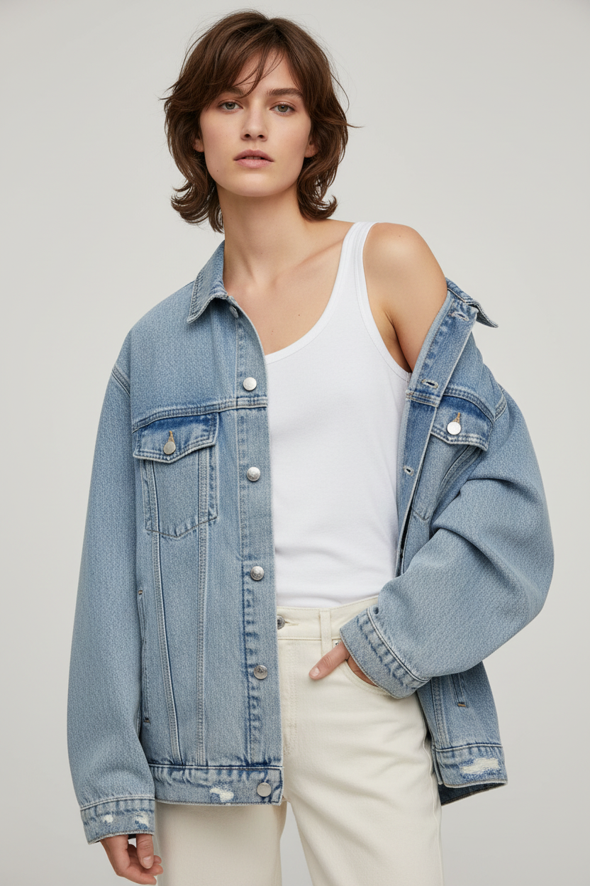 ANINE BING Vintage Blue Rory Denim Oversize Trucker Jacket UK S