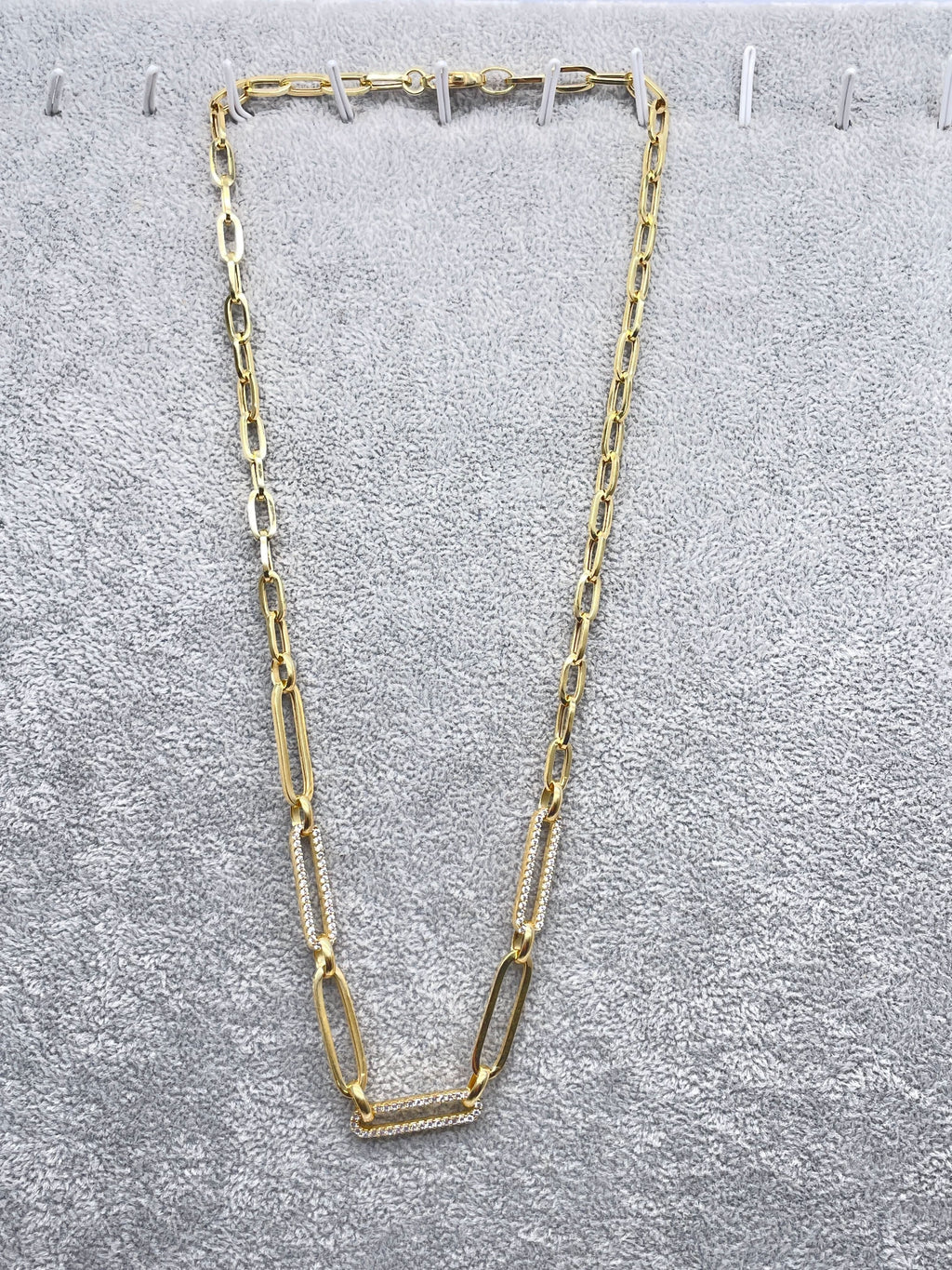 glambou Metallic 18k Gold Plated Pave Chain Link Necklace