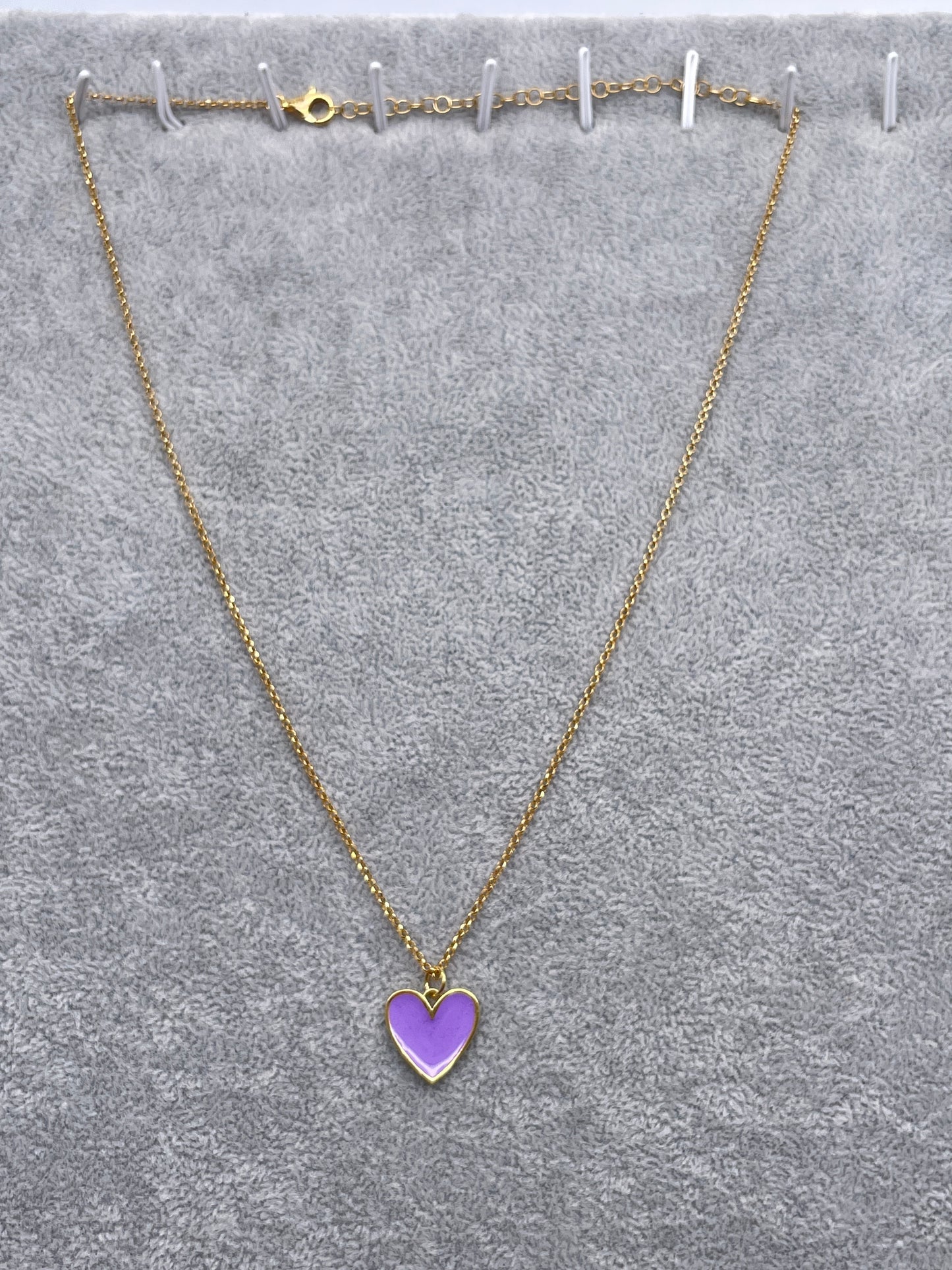 Glambou Purple 18k Gold Plated Lilac Heart Charm Necklace