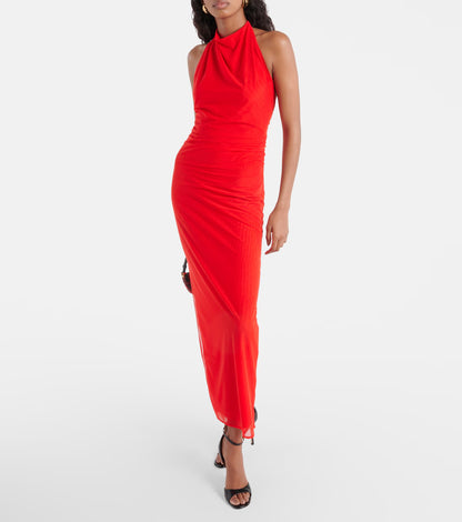 SIR Red Jacques mesh maxi dress UK XS