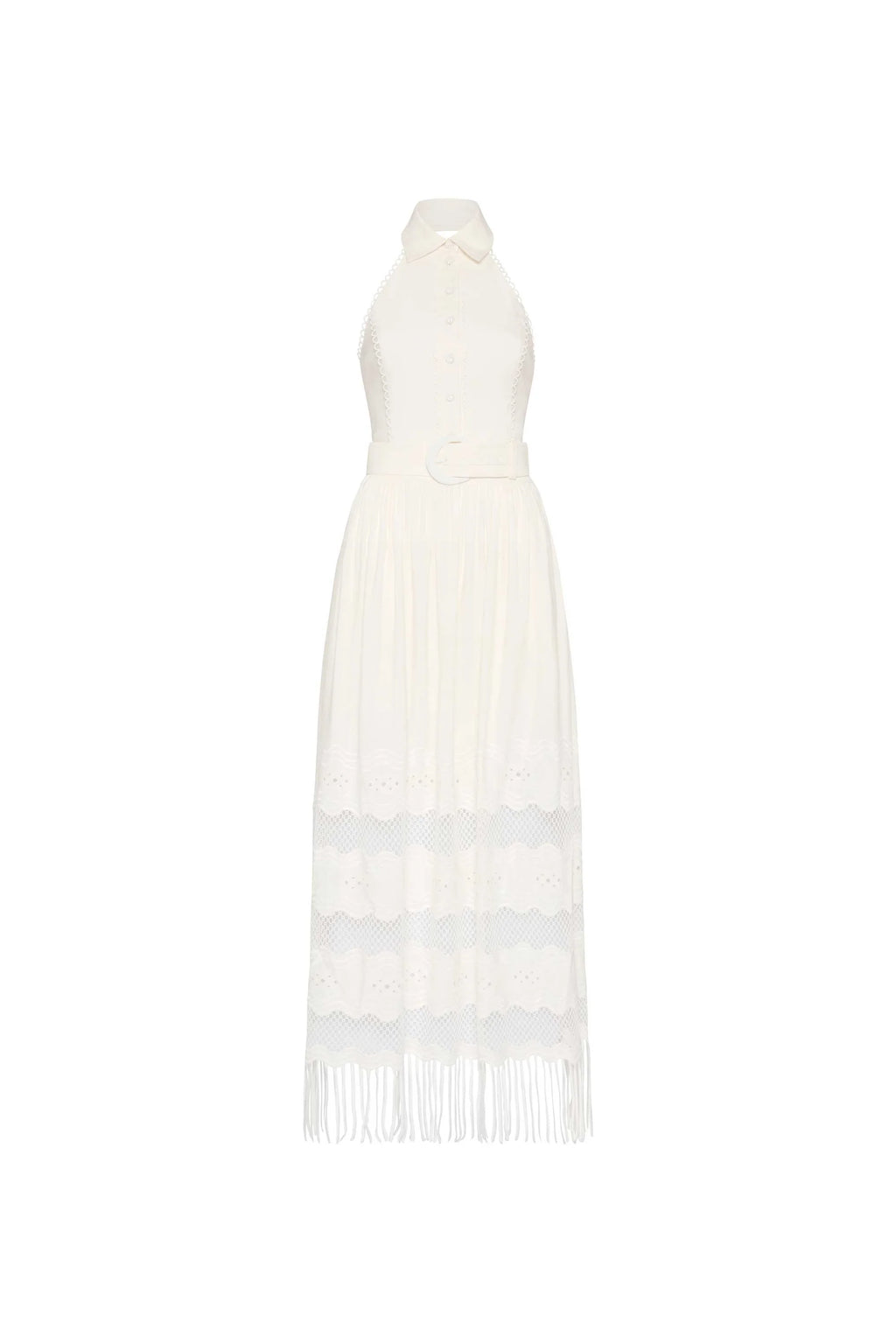 Rebecca Vallance White Giovanni halterneck midi dress UK 14