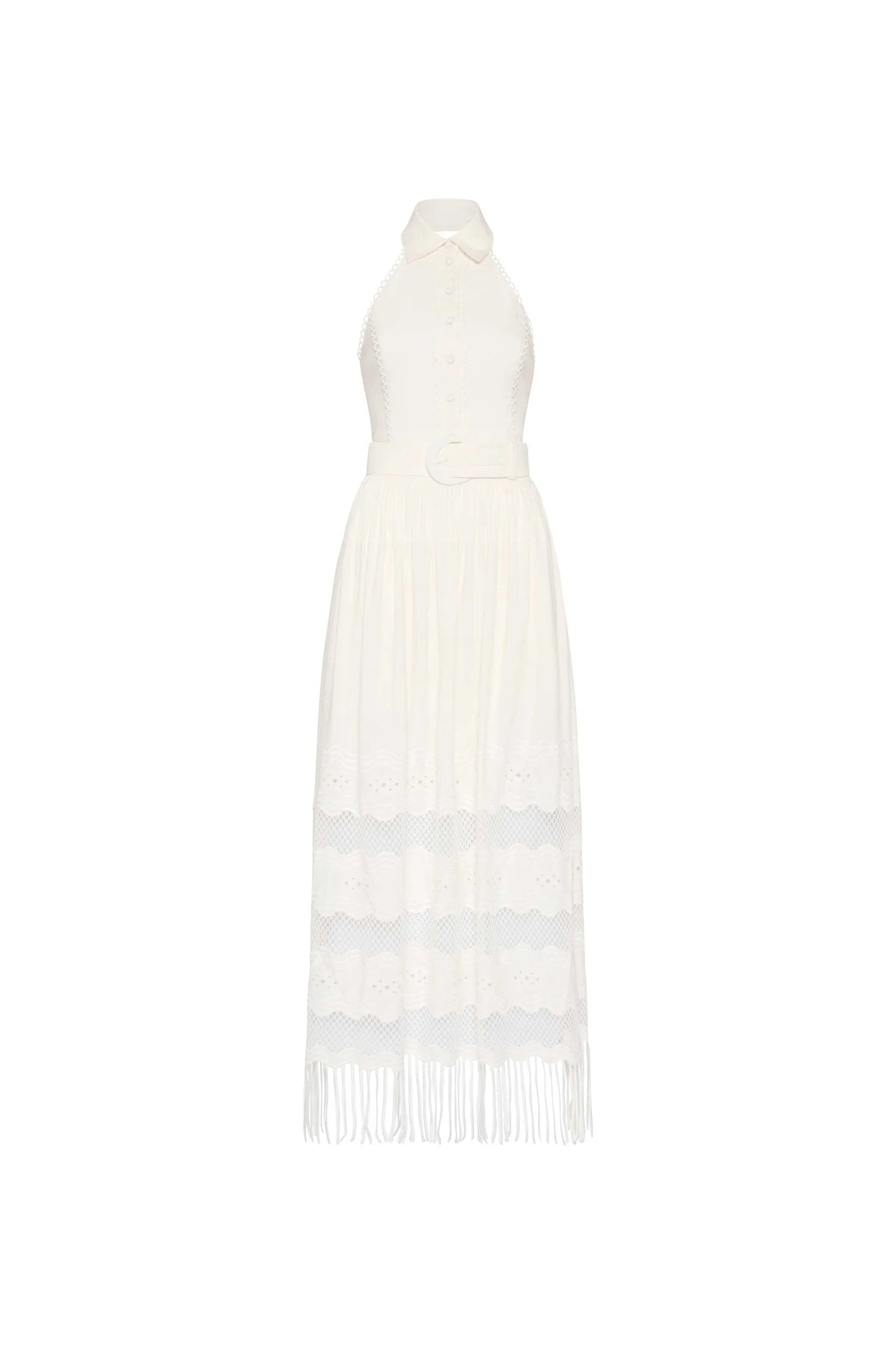 Rebecca Vallance White Giovanni halterneck midi dress UK 14