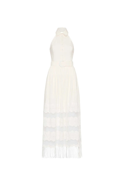 Rebecca Vallance White Giovanni halterneck midi dress UK 14