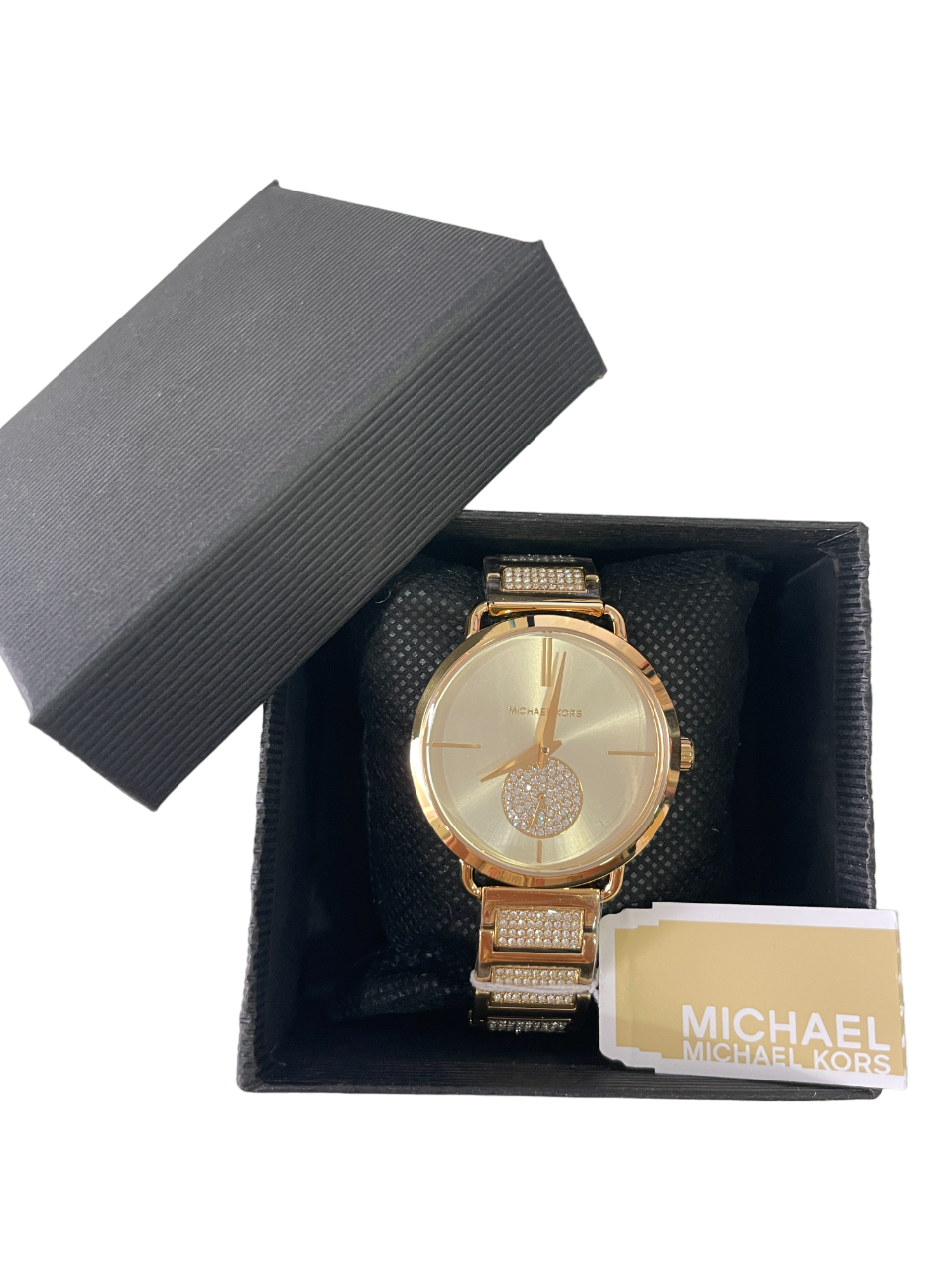 Michael Kors Metallic Portia Pave Gold Dial Ladies Watch