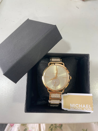 Michael Kors Metallic Portia Pave Gold Dial Ladies Watch