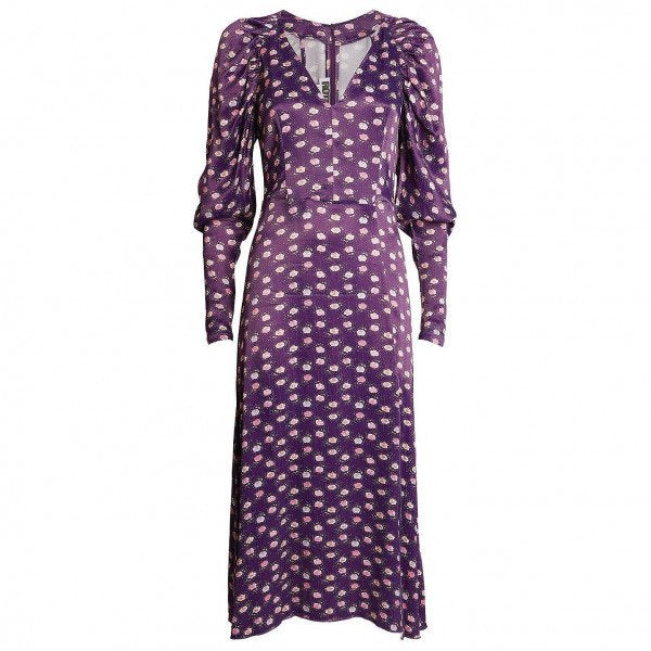 ROTATE Purple Clair Pansy print midi Dress DK40 UK 12