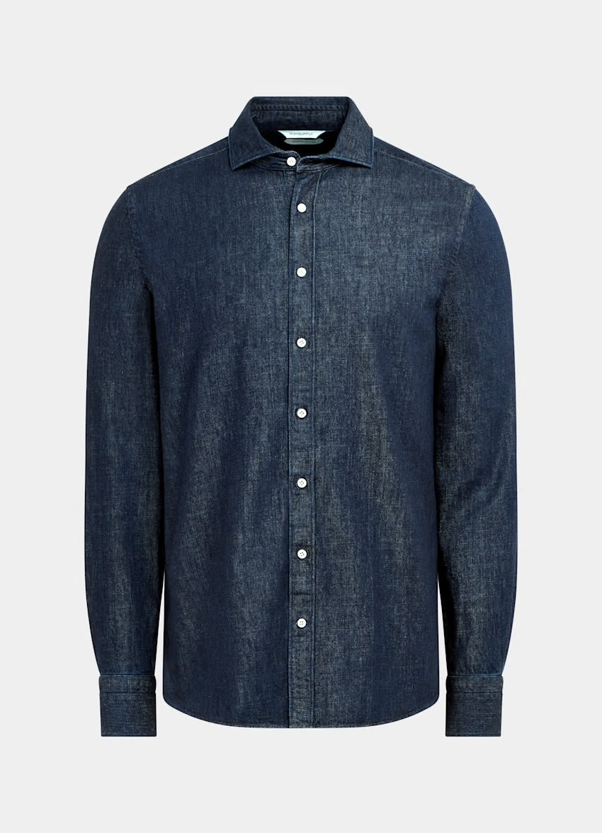 Suitsupply Blue Slim Fit Egyptian cotton denim Shirt SZ16 UK L