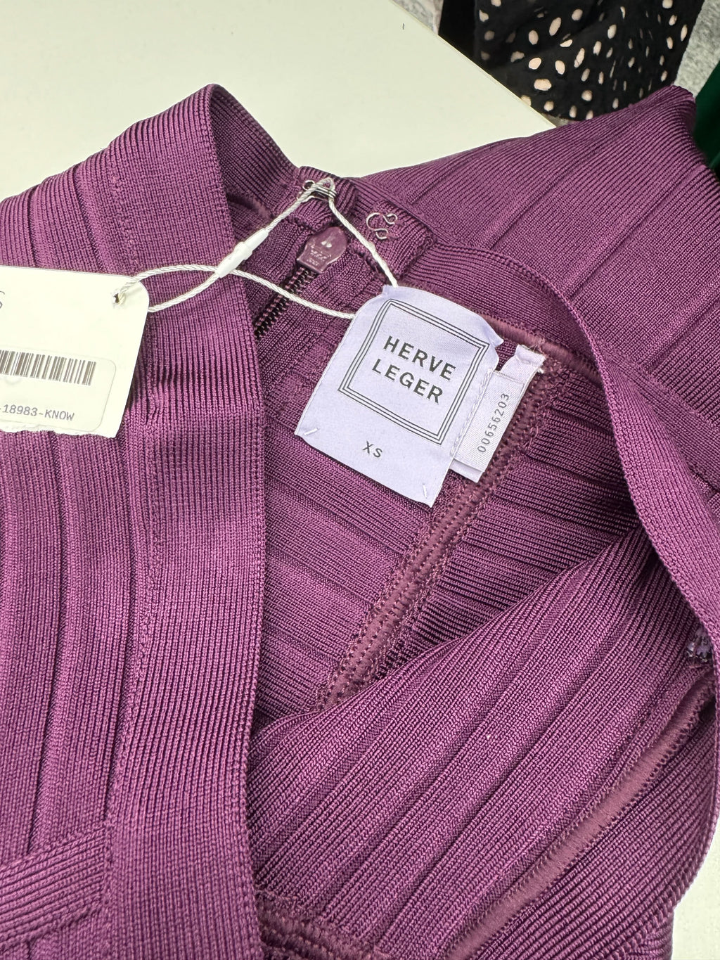 Herve Leger Iconic Purple Bandage Pencil Skirt UK XS