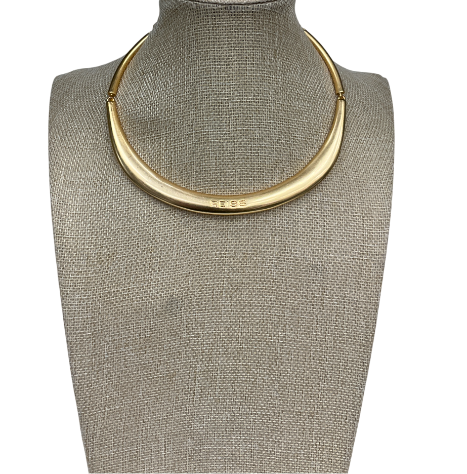 REISS Metallic Poppy Polished Curve Choker, Gold One Size